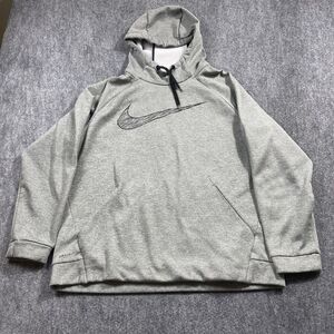 Nike Dri Fit Hoodie Mens Large Gray Pullover Sweater Gym Training Swoosh
